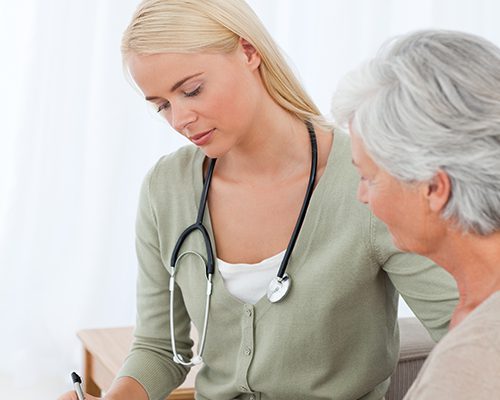 Doctor consulting an elderly woman